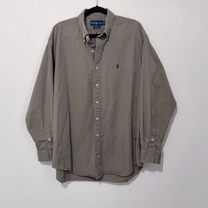 Ralph Lauren Vintage Blake Cotton Button Down‎ Shirt size L brown beige